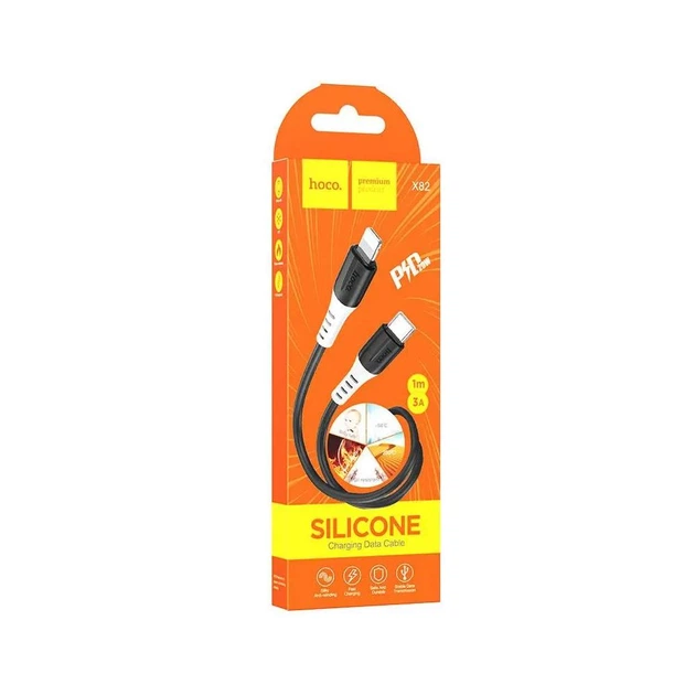 Кабель Type C - Lightning Hoco X82 Silicone charging data cable 1.0m black - Фото 2 Кабель Type C - Lightning Hoco X82 Silicone charging data cable 1.0m black - зображення 2