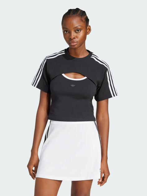 Футболка хлопковая женская Adidas Originals Cut-Out Tee JD0042 2XS Black/White (4067905276899) 