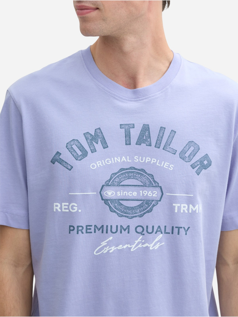 Футболка бавовняна чоловіча Tom Tailor 1037735-36549 S Блакитна з принтом (4068128279575) - зображення 4