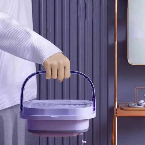 Портативная ультразвуковая складная стиральная машина 2в1 Folding Washing Machine переносная мини стиралка с ведром на 9л - изображение 3