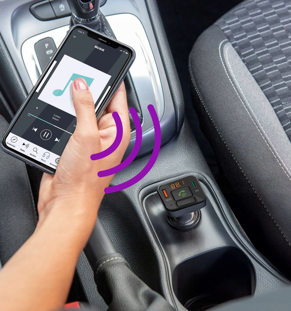FM-трансмітер Hama Bluetooth Hands-Free USB-A, USB-C PD 20W (4007249141699) - зображення 6