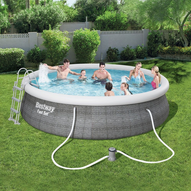 Басейн каркасний Bestway Fast Set 457 x 107 см 12362 л 35996 Grey (6942138968361) - зображення 7