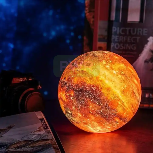 Настольный беспроводной ночник с аккумулятором Вселенная 3D LED Universe Light RGB с пультом светильник сенсорный (48956IM) - изображение 3