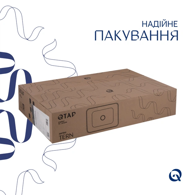 Раковина накладная 600x400x110 мм Qtap Tern WHITE + Донный клапан PU02 - Фото 5 Раковина накладная 600x400x110 мм Qtap Tern WHITE + Донный клапан PU02 - изображение 5