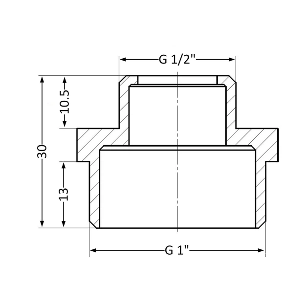 Ніпель перехідний латунний Thermo Alliance Standart 1" × 1/2" НН, PN25 - изображение 2