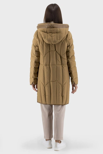 Жіночий стьобаний пуховик casual кемел на гусячому пуху Basic (кемел, M), 34409, 27449 - зображення 4