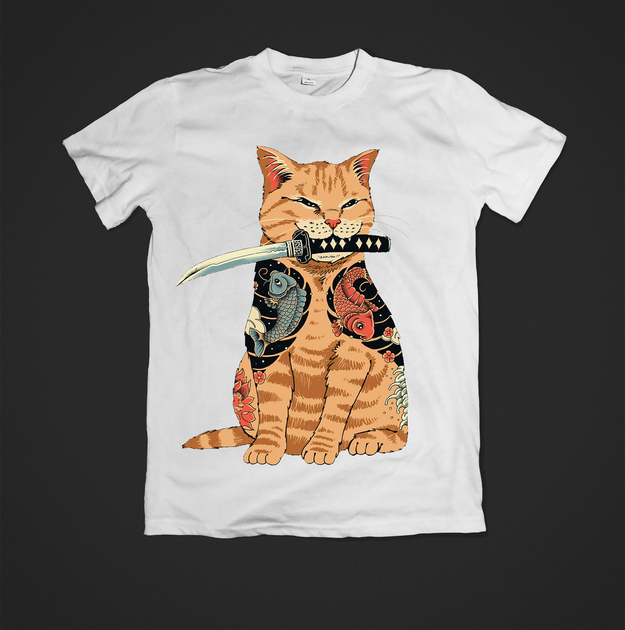Футболка YOUstyle samurai_cat 0710 XL White - Фото 1 Футболка YOUstyle samurai_cat 0710 XL White - изображение 1