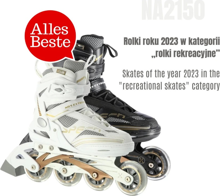 Łyżworolki Nils Extreme NA2150 Biało-Złote roz. 39 (5907695596816) - obraz 8