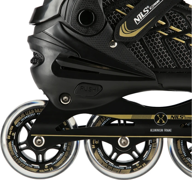 Ролики Nils Extreme NA1128 Чорно-Золотисті роз. XL (43-45) (5907695540215) - зображення 7