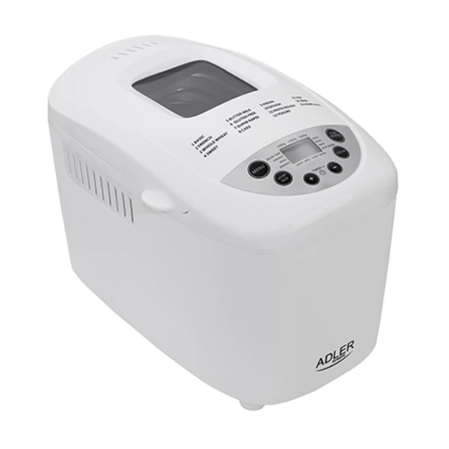 Хлібопічка для дому автоматична Adler AD 6019 White електрична піч на 15 програм із замісом тіста з антипригарним покриттям ILAG - зображення 6