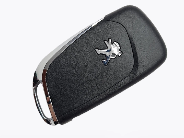 Корпус викидного ключа Peugeot 2 кнопки VA-2 хром під переробку викидного ключа з кріпленням під бат лого - зображення 2