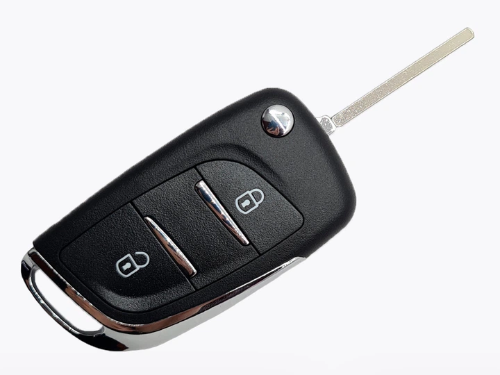 Корпус викидного ключа Peugeot 2 кнопки VA-2 хром під переробку викидного ключа з кріпленням під бат лого - зображення 3