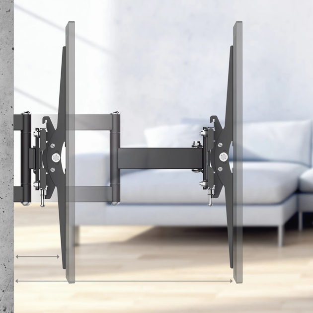 Uchwyt ścienny Hama Wall Bracket, Swivel, Tilt, Pull-out, 165 cm (65") up to 40 kg (4047443509499) - obraz 4