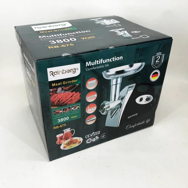 Мясорубка Rainberg RB-675 3800W с соковыжималкой Мясорубка электрическая металл Цвет: черный - изображение 10