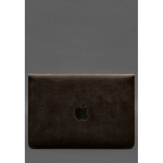 Чехол-конверт с клапаном кожа+фетр для MacBook 16" Темно-коричневый Crazy Horse - Фото 2 Чехол-конверт с клапаном кожа+фетр для MacBook 16" Темно-коричневый Crazy Horse - изображение 2