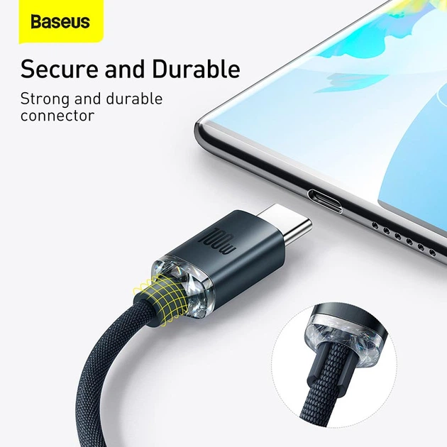 Кабель Baseus Type-C Crystal Shine Series Fast Charging Data Cable |1.2m, 100W| - Фото 4 Кабель Baseus Type-C Crystal Shine Series Fast Charging Data Cable |1.2m, 100W| - изображение 4