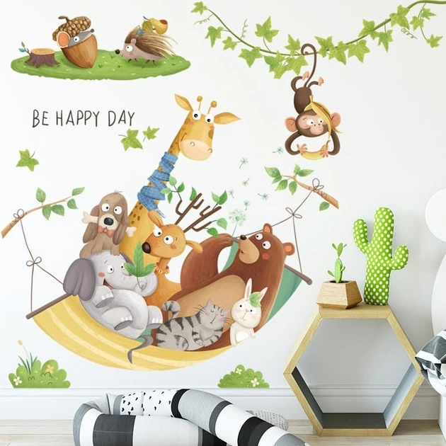 Виниловые наклейки Be Happy day для стены детской комнаты для мальчиков и девочек 2 холста по 30х90 см (JDT-0848884) - Фото 3 Виниловые наклейки Be Happy day для стены детской комнаты для мальчиков и девочек 2 холста по 30х90 см (JDT-0848884) - изображение 3