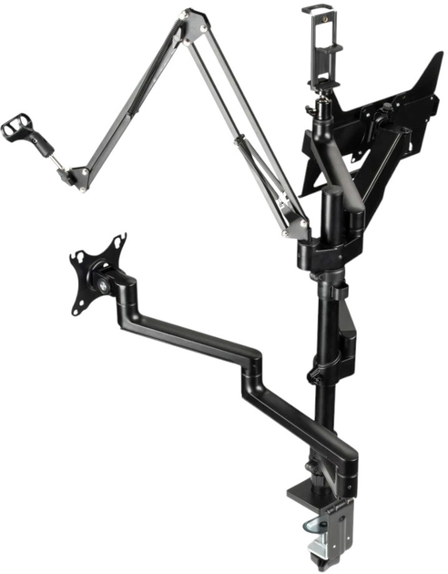 Настільне кріплення для монітора Hama Monitor Holder for Streaming Setup, 4 Arms, Height-adjustable, Swivel (4007249046635) - зображення 3