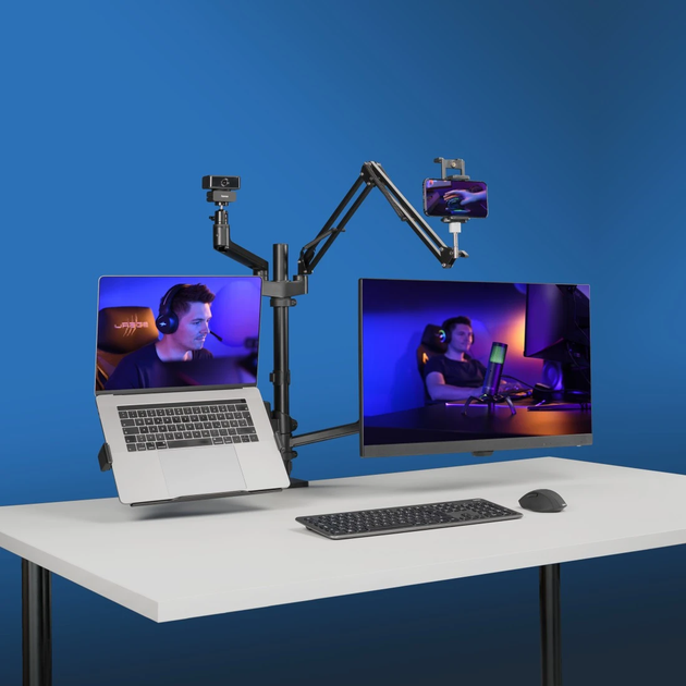 Настільне кріплення для монітора Hama Monitor Holder for Streaming Setup, 4 Arms, Height-adjustable, Swivel (4007249046635) - зображення 13