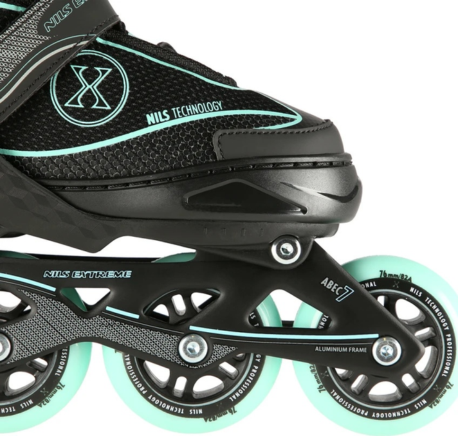 Łyżworolki Nils Extreme NA11008 Czarno-Miętowe roz. M (35-38) (5907695599596) - obraz 6