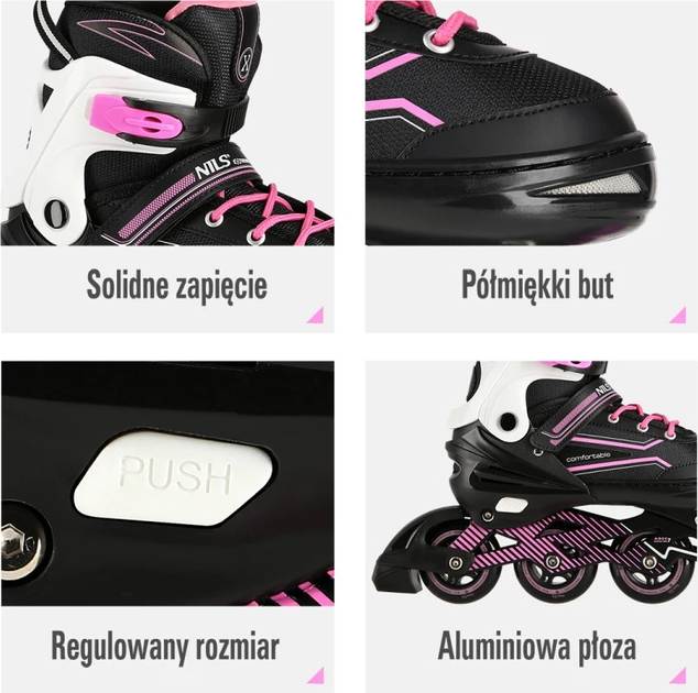 Łyżworolki Nils Extreme NA1169A Różowe roz. L (39-42) (5907695539523) - obraz 5