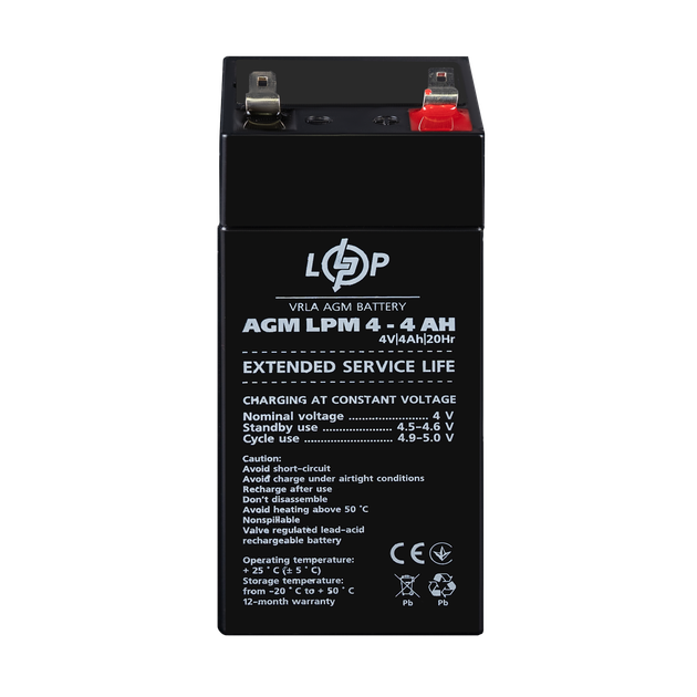 Акумулятор AGM LogicPower LPM 4V - 4 Ah - изображение 2