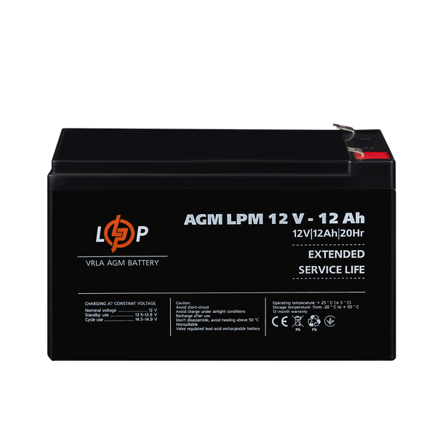 Акумулятор AGM LogicPower LPM 12V - 12 Ah - зображення 2