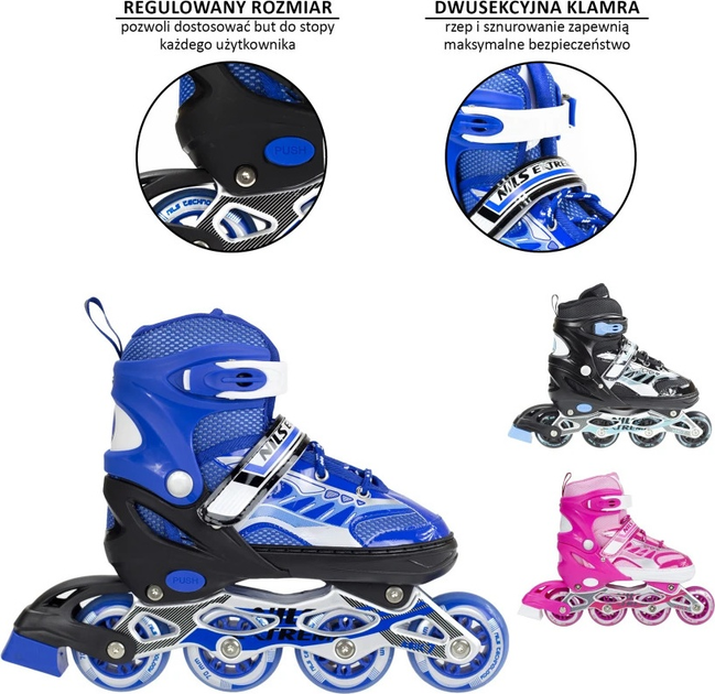Łyżworolki Nils Extreme NJ1828 Niebieskie roz. S (31-34) (5907695525656) - obraz 14