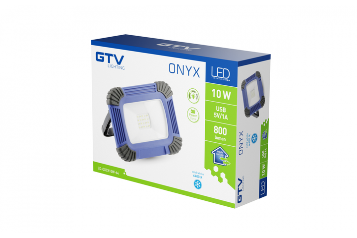 Прожектор світлодіодний з акумуляторною батареєю ONYX 10 Вт 800 Лм 6400K USB 5В/1A IP54 GTV - зображення 6