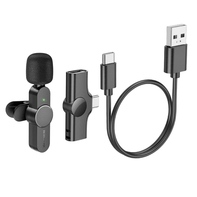 Мікрофон динамічний петличний BOROFONE BFK12 Trophy Type-C для смартфона Bluetooth чорний (RZN-23101814) - изображение 6