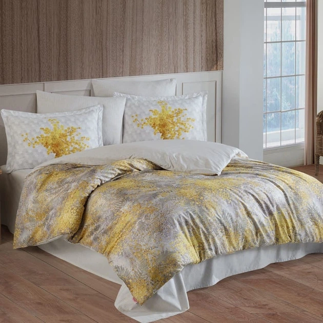 Комплект постельного белья Hobby Premium Sateen 300TC Silvana желтый 200x220см евро (69814_2,0) - Фото 1 Комплект постельного белья Hobby Premium Sateen 300TC Silvana желтый 200x220см евро (69814_2,0) - изображение 1