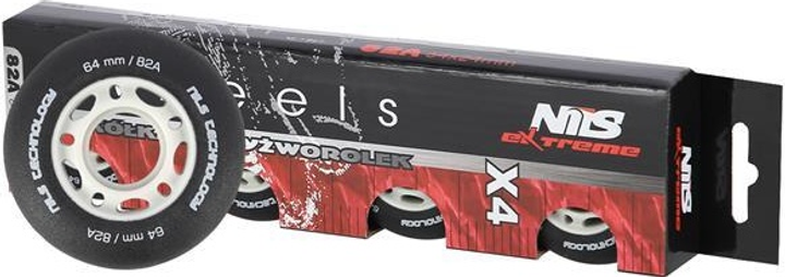 Kółka do rolek Nils Extreme PU 64 x 24 mm 82A 4 szt Czarne (5907695544244) - obraz 4