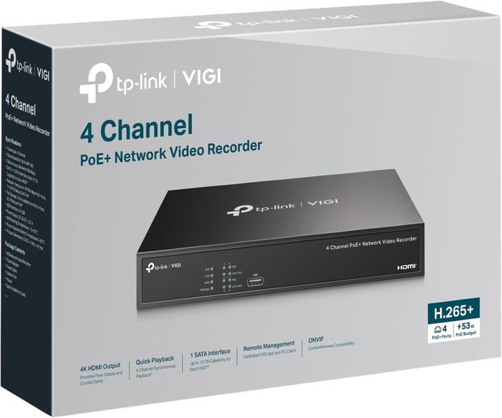 Мережевий відеореєстратор TP-LINK VIGI NVR1004H-4P - зображення 4