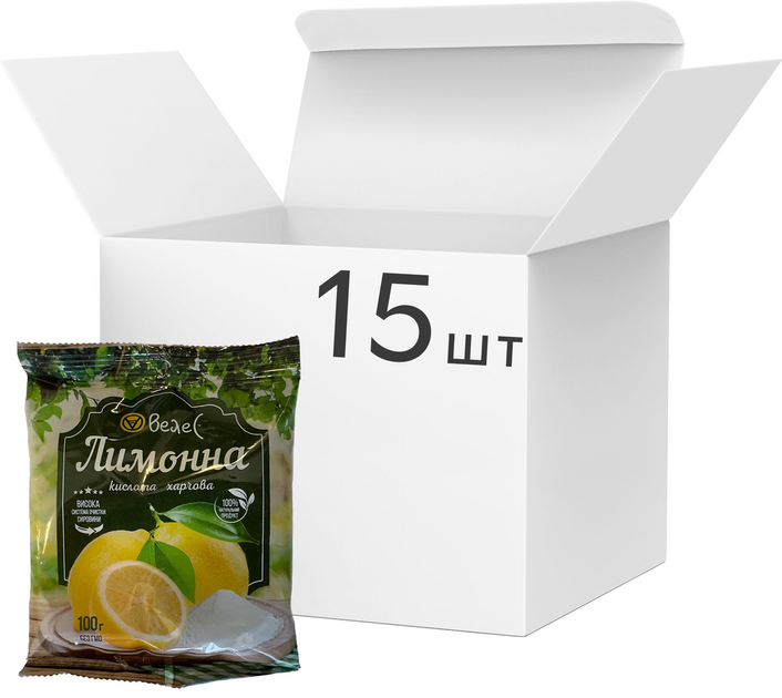 Упаковка лимонної кислоти Велес 100 г х 15 шт (4820191020207) - зображення 1