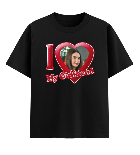 Футболка оверсайз Ponty Shop з вашим фото «I Love my Girlfriend» M Чорна - Фото 1 Футболка оверсайз Ponty Shop з вашим фото «I Love my Girlfriend» M Чорна - изображение 1