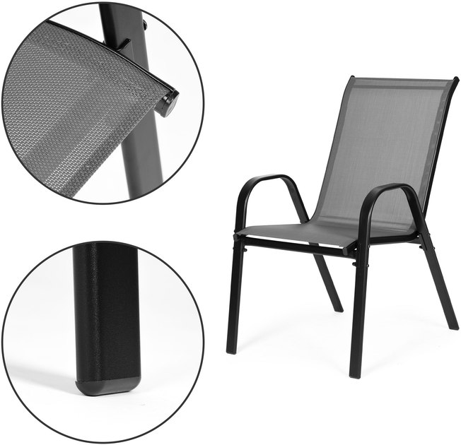 Zestaw krzeseł ogrodowych ModernHome by Multistore SC-092KD Dark Grey 2 szt (5905817001071) - obraz 7
