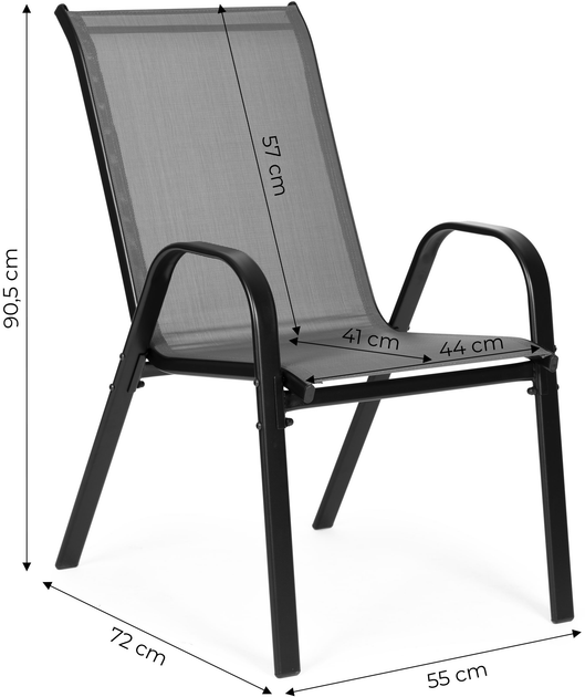 Zestaw krzeseł ogrodowych ModernHome by Multistore SC-092KD Dark Grey 2 szt (5905817001071) - obraz 8