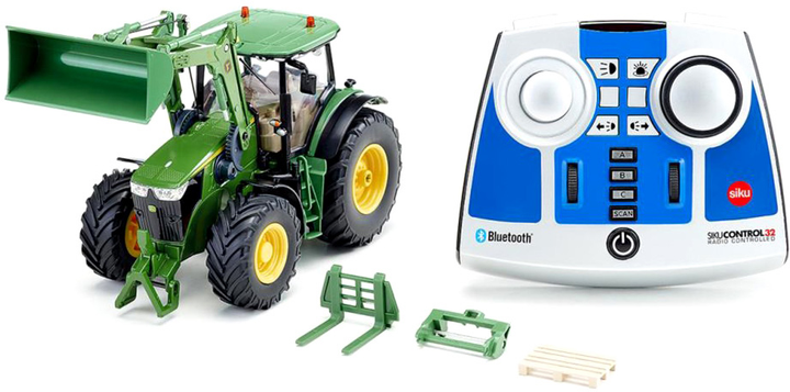 Трактор на дистанційному управлінні Siku Control32 John Deere 7310R з фронтальним навантажувачем і модулем Bluetooth Зелений 1:32 6795 (4006874067954) - зображення 3