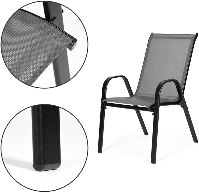 Zestaw krzeseł ogrodowych ModernHome by Multistore SC-092KD Dark Gray 4 szt (5905817004898) - obraz 6