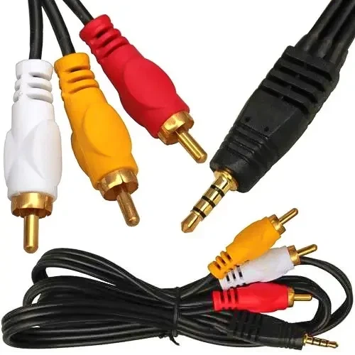 Шнур штекер 3.5мм 4C - 3 штекера RCA, gold, 1,2 м, чёрный - Фото 1 Шнур штекер 3.5мм 4C - 3 штекера RCA, gold, 1,2 м, чёрный - изображение 1