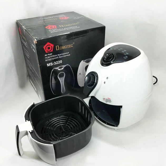 Аэрофритница Мультипечь Аэрогриль Domotec MS-3220 1300W 4,5 л Безмасляная с Таймером. Цвет: белый - Фото 6 Аэрофритница Мультипечь Аэрогриль Domotec MS-3220 1300W 4,5 л Безмасляная с Таймером. Цвет: белый - изображение 6