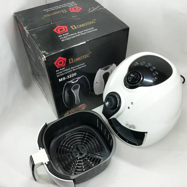 Аэрофритница Мультипечь Аэрогриль Domotec MS-3220 1300W 4,5 л Безмасляная с Таймером. Цвет: белый - Фото 7 Аэрофритница Мультипечь Аэрогриль Domotec MS-3220 1300W 4,5 л Безмасляная с Таймером. Цвет: белый - изображение 7