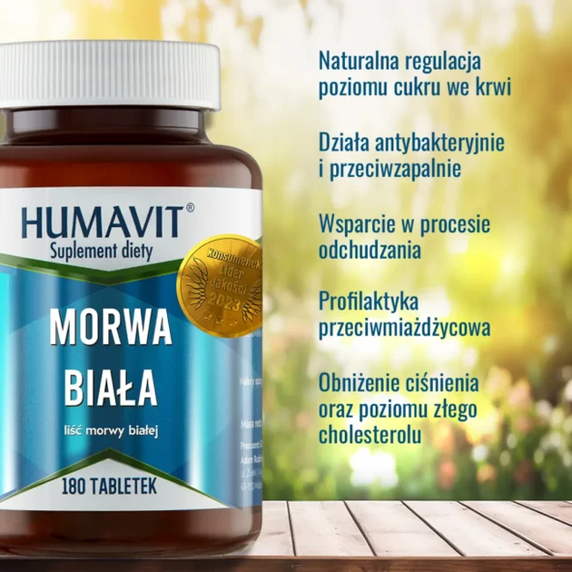 Suplement diety Humavit Morwa biała 180 tabletek (5903129300226) - obraz 3