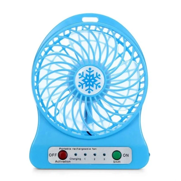 Вентилятор портативный настольный мини на аккумуляторе + USB Mini Fan 14х10х4 см Голубой - изображение 4