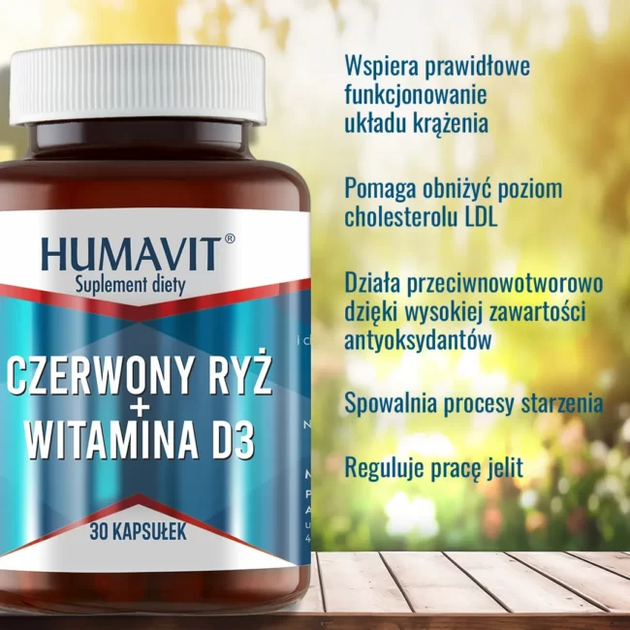 Suplement diety Humavit Czerwony ryż z witaminą D3 30 kapsułek (5903129300516) - obraz 3