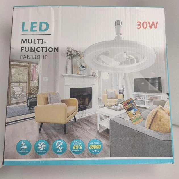 LED люстра вентилятор в патрон E27 30W з поворотним шарніром Білий (127-14-16453) - зображення 8