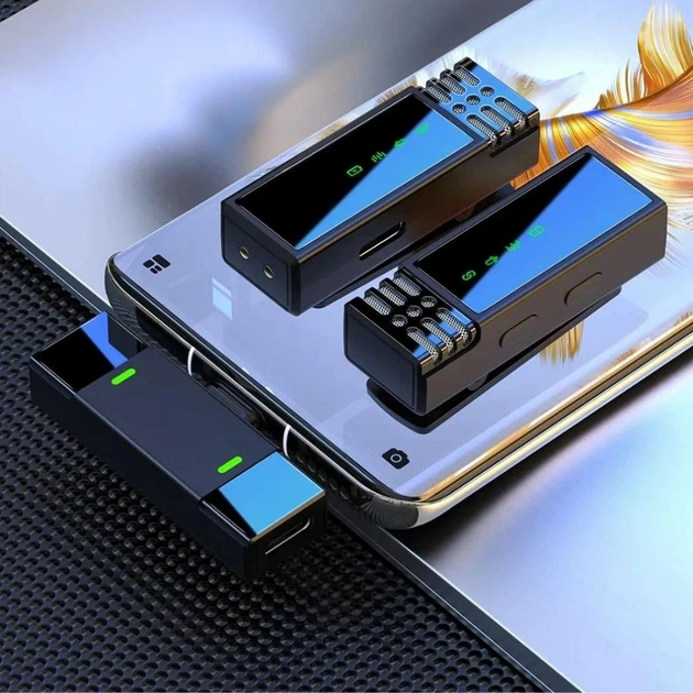 Беспроводной петличный микрофон 2в1 Wireless Microphone для видеосъемки с ресивером Type-C и зарядным кейсом - изображение 6