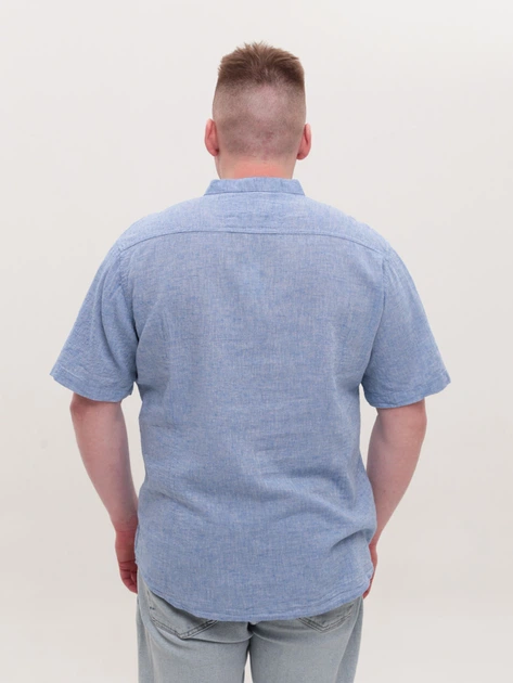 Сорочка чоловіча синя пряма лляна великий розмір 6529-B-3 3XL - зображення 8