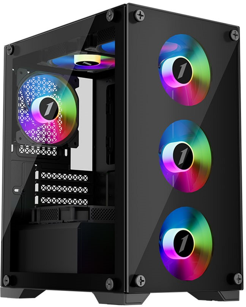 Корпус 1stPlayer X2-M-BK-4F1 Black - зображення 6