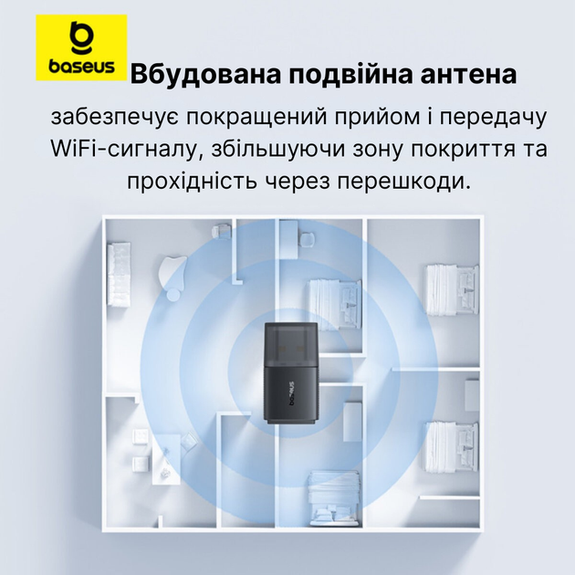 Wi-Fi адаптер 300Mbps USB для ПК и ноутбука Baseus - изображение 5